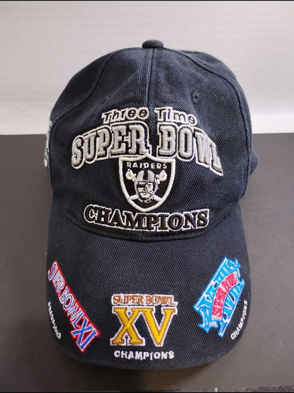 Oakland Raiders Black "Three Time Super Bowl Champions" Cap